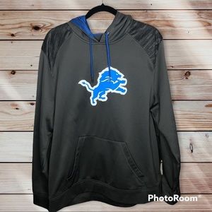 Majestic Detroit Lions Armor Therma Base Synthetic Pullover Hoodie, XL Gray/Blue